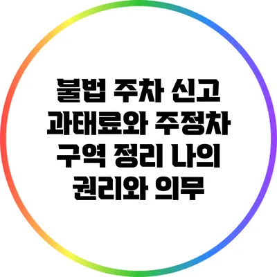 불법 주차 신고 과태료와 주정차 구역 정리: 나의 권리와 의무
