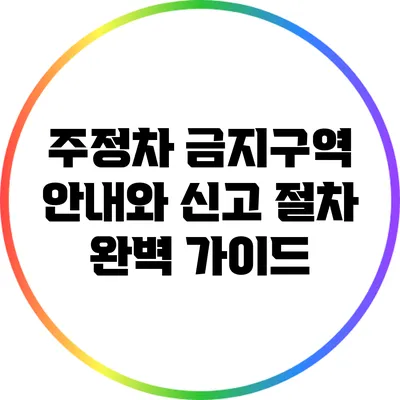 주정차 금지구역: 안내와 신고 절차 완벽 가이드