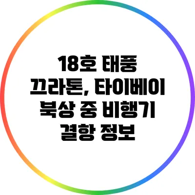 18호 태풍 끄라톤, 타이베이 북상 중 비행기 결항 정보