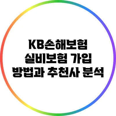 KB손해보험 실비보험 가입 방법과 추천사 분석
