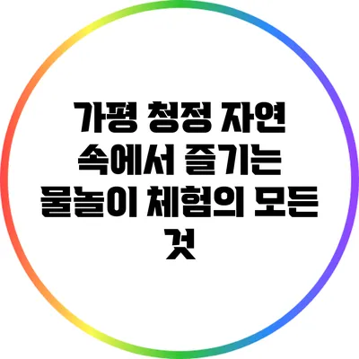 가평 청정 자연 속에서 즐기는 물놀이 체험의 모든 것