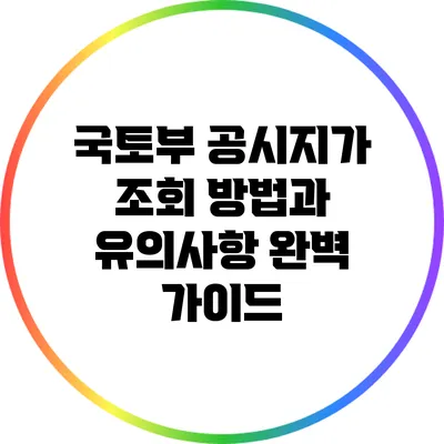 국토부 공시지가 조회 방법과 유의사항 완벽 가이드