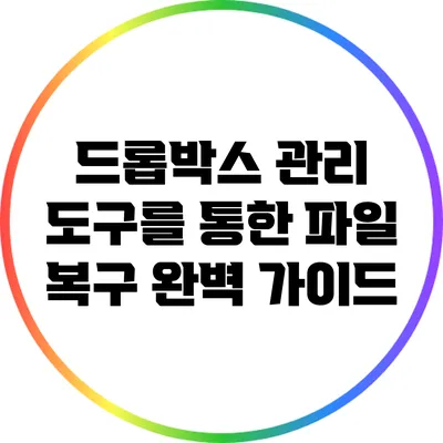 드롭박스 관리 도구를 통한 파일 복구 완벽 가이드