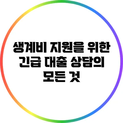 생계비 지원을 위한 긴급 대출 상담의 모든 것