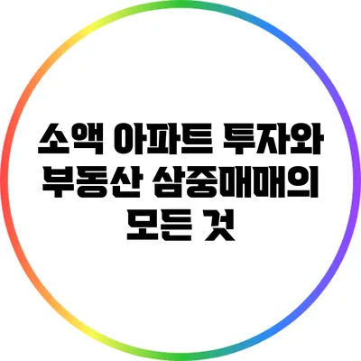 소액 아파트 투자와 부동산 삼중매매의 모든 것