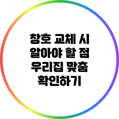 창호 교체 시 알아야 할 점: 우리집 맞춤 확인하기