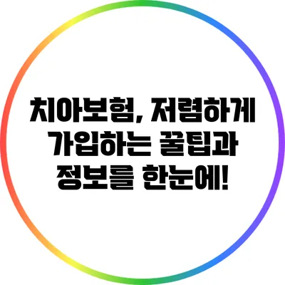 치아보험, 저렴하게 가입하는 꿀팁과 정보를 한눈에!