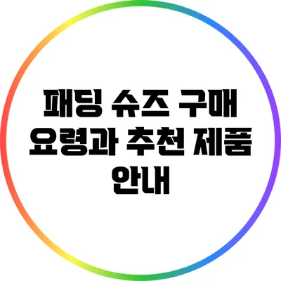 패딩 슈즈 구매 요령과 추천 제품 안내