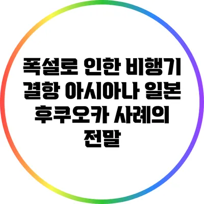 폭설로 인한 비행기 결항: 아시아나 일본 후쿠오카 사례의 전말