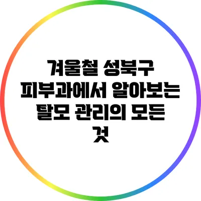 겨울철 성북구 피부과에서 알아보는 탈모 관리의 모든 것