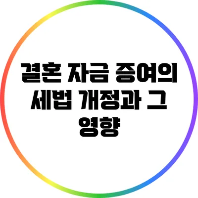 결혼 자금 증여의 세법 개정과 그 영향