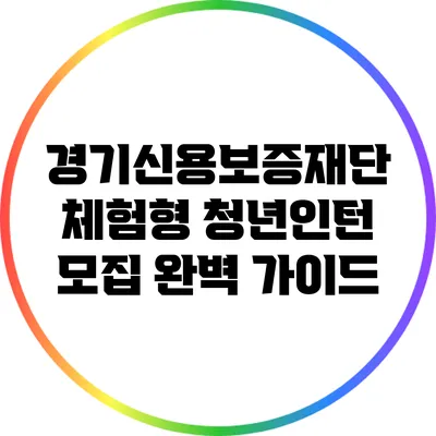 경기신용보증재단 체험형 청년인턴 모집 완벽 가이드
