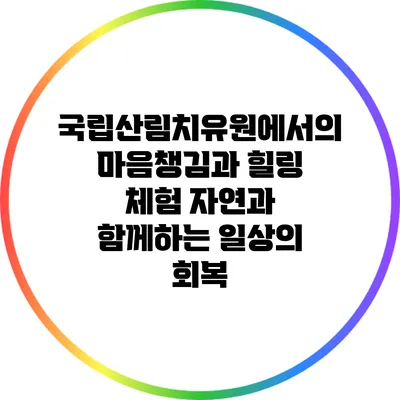 국립산림치유원에서의 마음챙김과 힐링 체험: 자연과 함께하는 일상의 회복