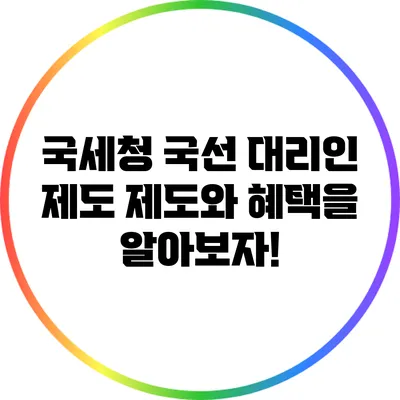 국세청 국선 대리인 제도: 제도와 혜택을 알아보자!