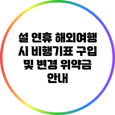 설 연휴 해외여행 시 비행기표 구입 및 변경 위약금 안내