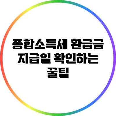 종합소득세 환급금 지급일 확인하는 꿀팁