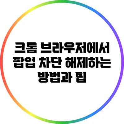 크롬 브라우저에서 팝업 차단 해제하는 방법과 팁