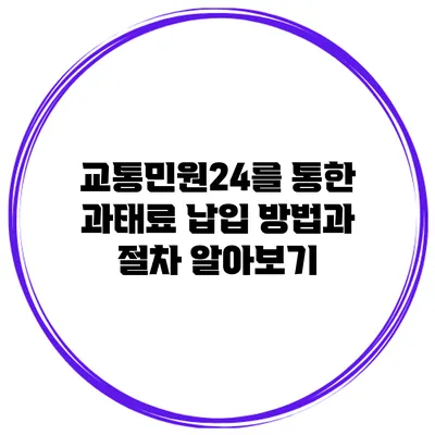 교통민원24를 통한 과태료 납입 방법과 절차 알아보기