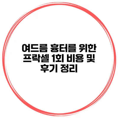 여드름 흉터를 위한 프락셀 1회 비용 및 후기 정리