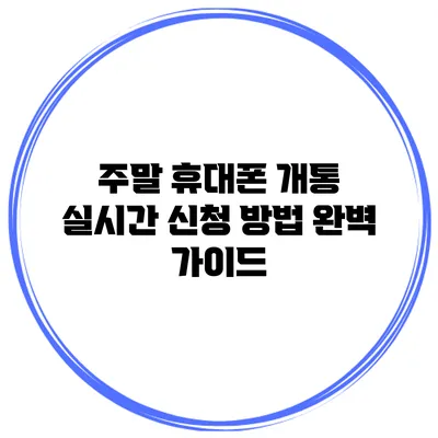 주말 휴대폰 개통 실시간 신청 방법 완벽 가이드