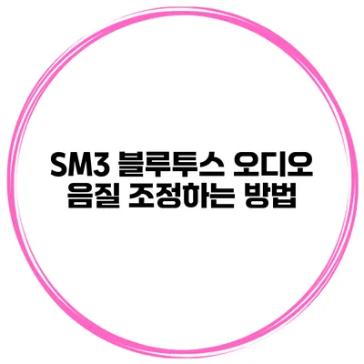 SM3 블루투스 오디오 음질 조정하는 방법