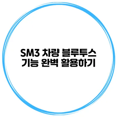 SM3 차량 블루투스 기능 완벽 활용하기
