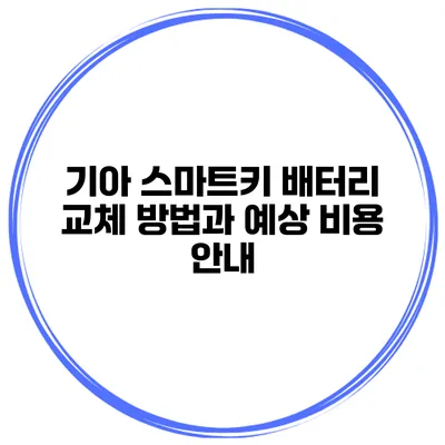 기아 스마트키 배터리 교체 방법과 예상 비용 안내