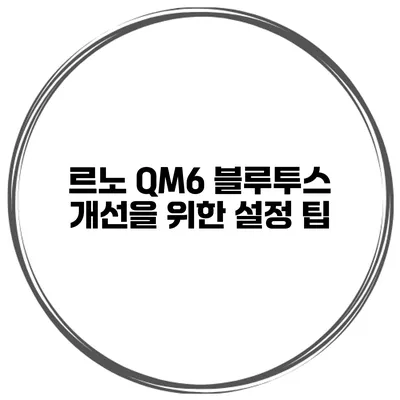 르노 QM6 블루투스 개선을 위한 설정 팁
