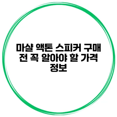 마샬 액톤 스피커 구매 전 꼭 알아야 할 가격 정보